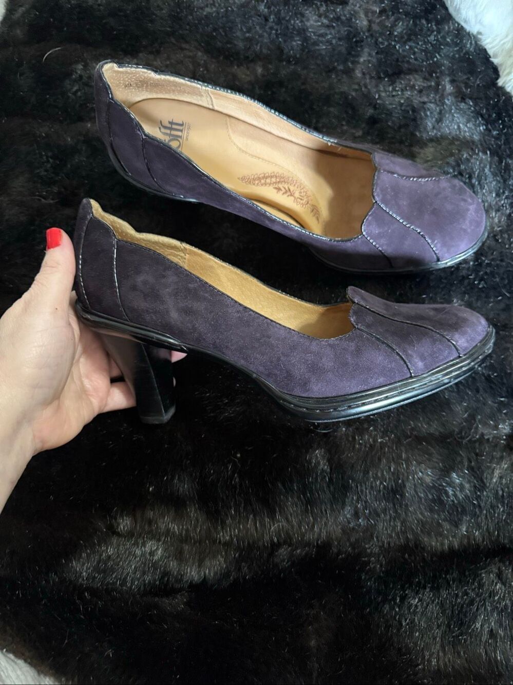 Sofft Suede Purple Heels dark eggplant shoes size M professional office
